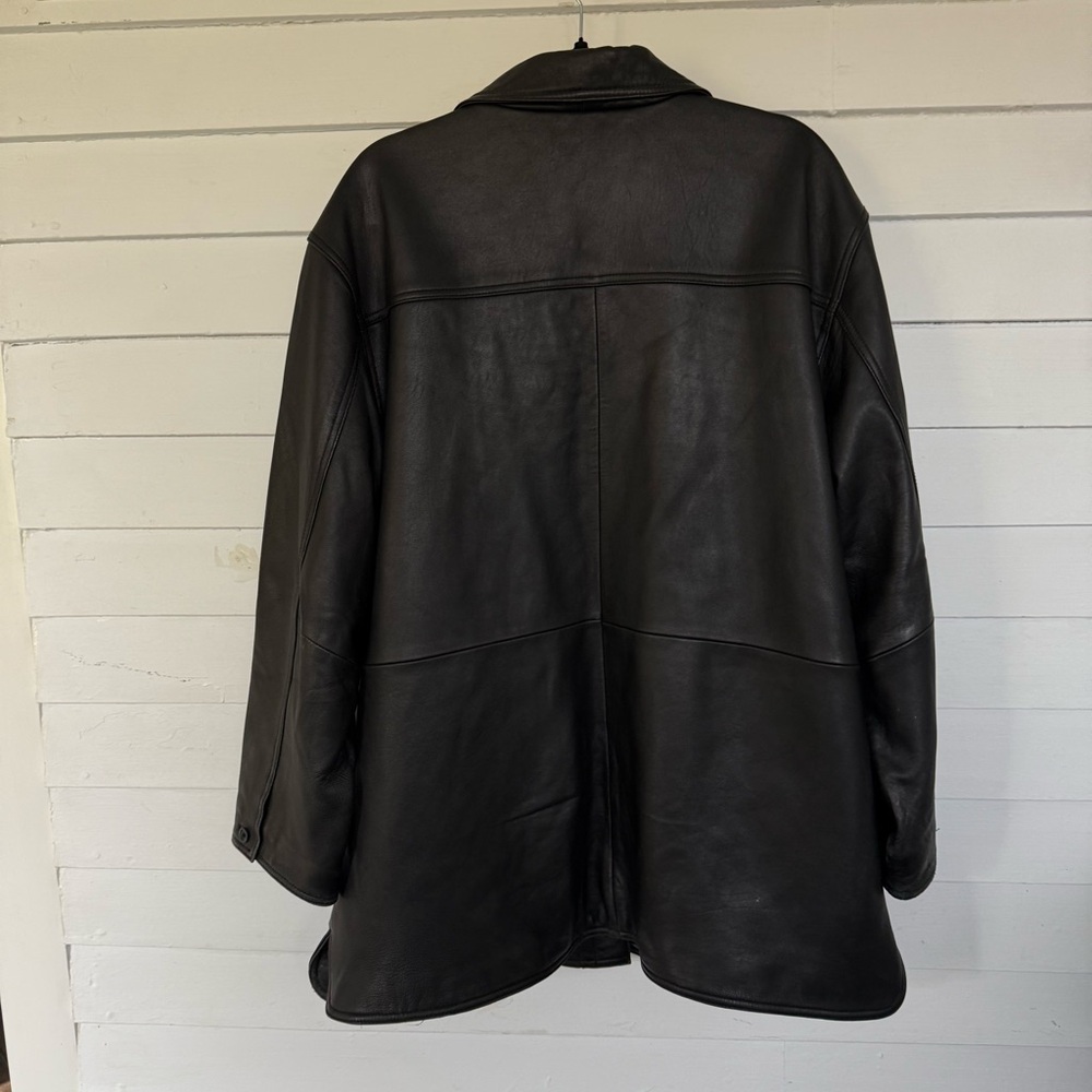 Vintage Black Leather Elements Button Front Jacket - image 6